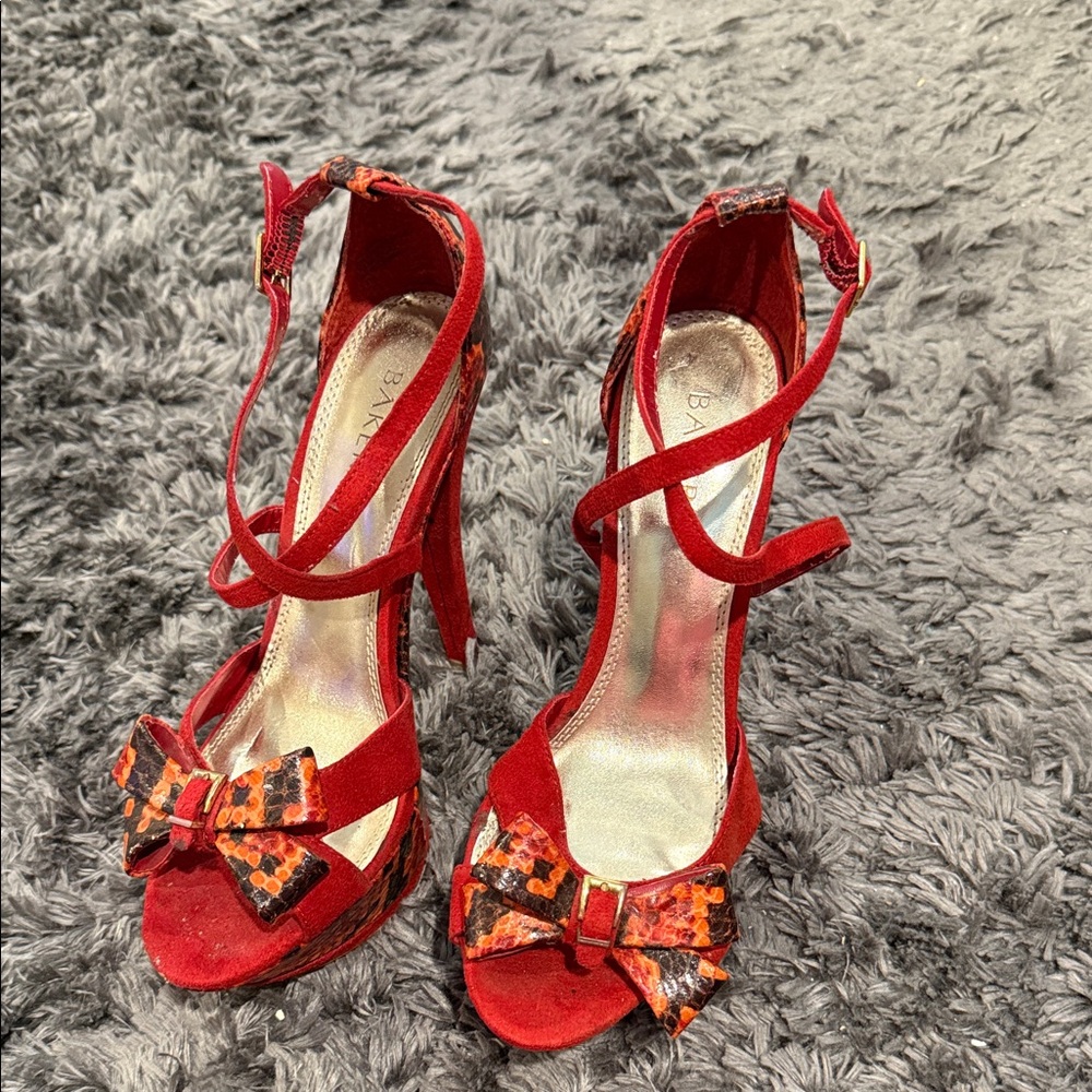 Bakers Red Heels with Bow Accent